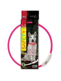 Dog Fantasy Obojek LED nylon M/L růžový 65 cm
