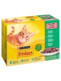 Friskies Cat multipack zelený - hovězí,kuřecí,tuňák,treska ve šťávě 12x85 g